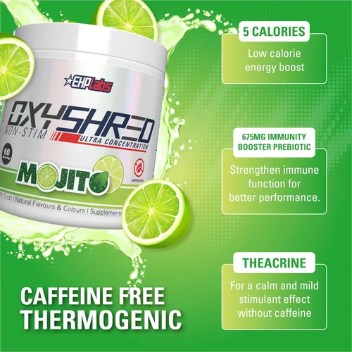 Vista 3 de EHP Labs OxyShred Polvo Pre Entreno Sin Estimulantes - Pre Entreno Sin Estimulación, Pre Entreno Sin Cafeína para Hombres y Mujeres - Pre Entreno