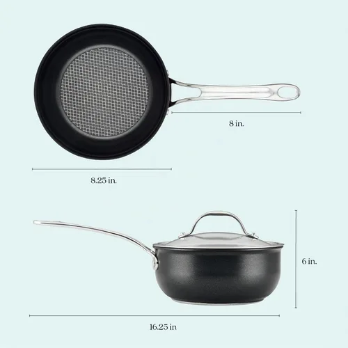 Vista 3 de [Usado] Anolon X SearTech - Saucier antiadherente de aluminio con tapa, 2.5 cuartos de galón, gris súper oscuro