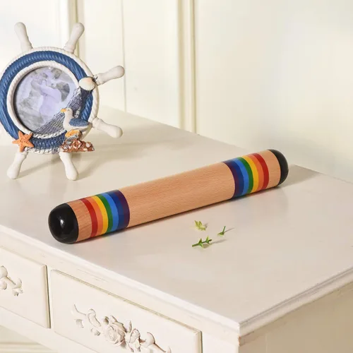 Vista 6 de TDOCK Palo de lluvia de 13.8 pulgadas, máquina de lluvia de madera, sonajero, tubo de lluvia, instrumento de desarrollo auditivo sensorial musical
