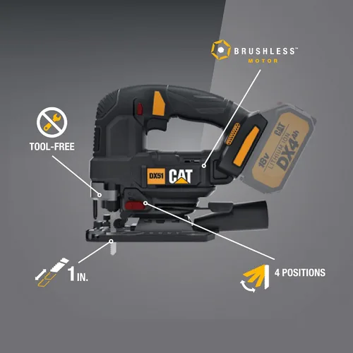 Vista 2 de Cat 18V 1 PARA TODAS Sierra caladora inalámbrica con motor sin escobillas (solo herramienta) - DX51B