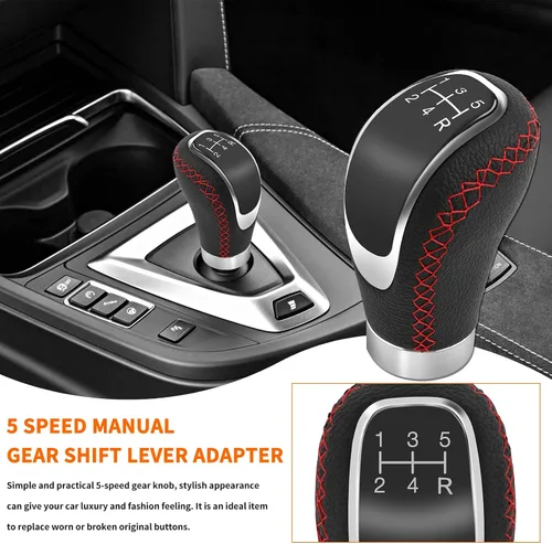 Vista 2 de DREAMIZER Pomo de palanca de cambios manual de 5 velocidades, transmisión universal, antideslizantes, para interior del automóvil, piezas