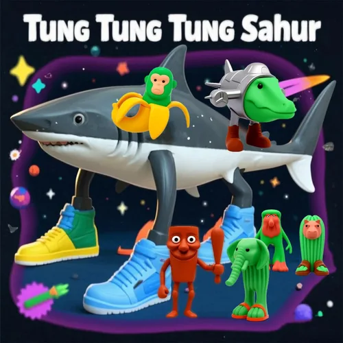 Vista 5 de 24 juguetes Tralalero Tralala, Tung Tung Sahur y más – Minijuguetes coleccionables Brainrot para decoración de escritorio, BRR BRR Patapim, meme