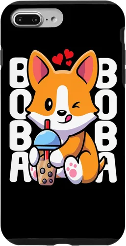 Vista 12 de Funda Kawaii con diseño de corazón de té de burbujas para iPhone 16 Kawaii Boba Dog Corgi Tea Drink