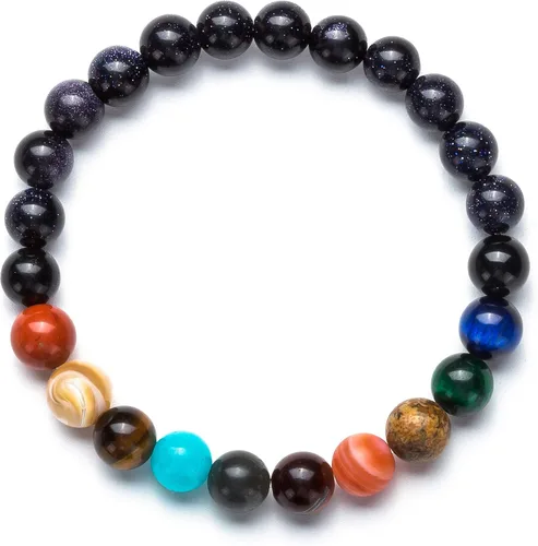 Vista 2 de Fesciory Solar System Bracelet for Women, Universe Galaxy Beaded Jewelry Azul 1