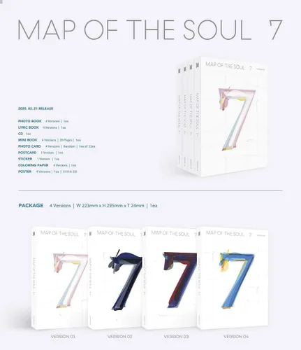 Vista 3 de Bighit BTS Bangtan Boys - MAPA del alma: 7 [1 ver] Álbum+Póster Oficial Plegado+Tarjeta fotográfica extra+Mascarilla (1 ver)