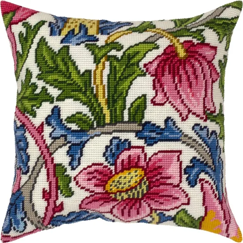 Vista 6 de Kit de bordado floral para adultos y principiantes - Lodden. Claveles de William Morris de 16 × 16 pulgadas con diseño impreso claro y preciso
