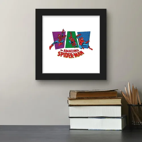 Vista 4 de Trends International Gallery Pops Marvel Spider-Man - Foco retro increíble Spider-Man 3 paneles de arte de pared, 12.00 x 12.00 pulgadas, versión