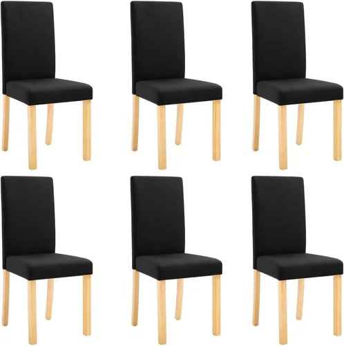 Vista 3 de Dining Chair Set of 6 Black Fabric Upholstered with Solid Rubber Wood Frame Modern Ergonomic Design for Dining Room Kitchen and Living Room