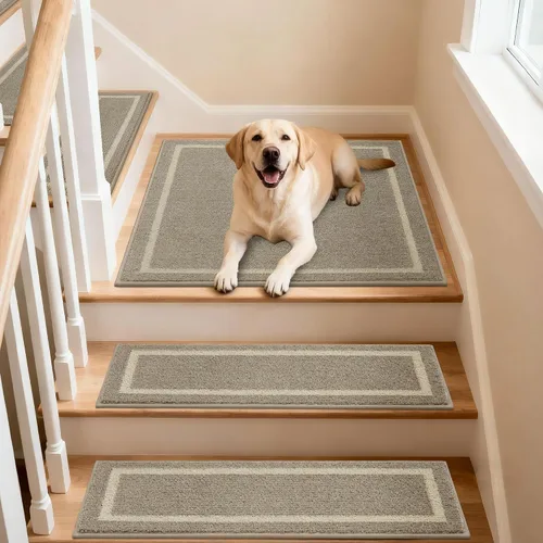 Vista 9 de COSY HOMEER Alfombra para Rellano de Escalera 30x30 Pulgadas, Alfombra Cuadrada Antideslizante para Escalones de Madera Interior, Poliéster Lavable