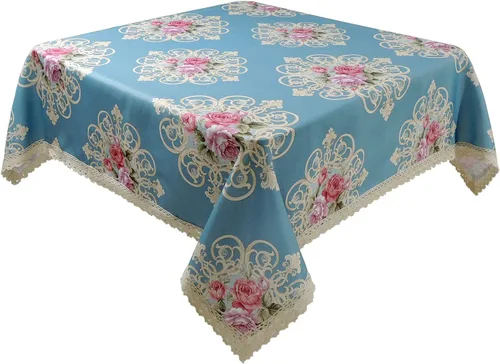 Vista 17 de Mantel cuadrado con estampado floral de 38 x 38 pulgadas, resistente a las manchas e impermeable, para cocina, comedor, interior y exterior