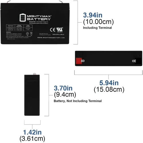 Vista 2 de Mighty Max Battery 6v 7ah SLA batería de repuesto para leoch djw6-7.0