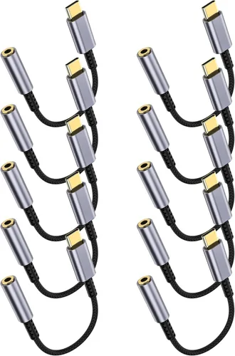 Vista 10 de Adaptador USB C a conector de auriculares de 3.5mm – Dongle de audio HiFi, cable tipo C a auxiliar hembra compatible con iPhone 17/16/15 Pro Max