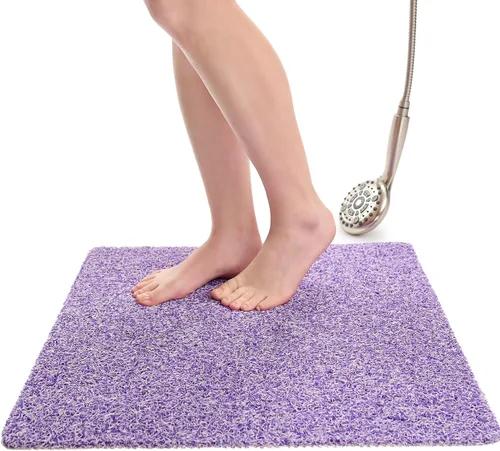 Vista 13 de Enkosi Alfombra de ducha antideslizante Loofah para suelos de ducha, bañera, baños, zonas húmedas, alfombrilla de baño acolchada con agujeros