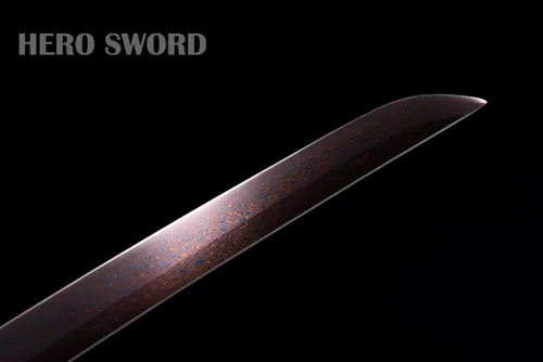 Vista 5 de Espada samurái hecha a mano, espada katana de espiga completa, acero de Damasco forjado a mano, arma japonesa real afilada de 41 pulgadas, rojo