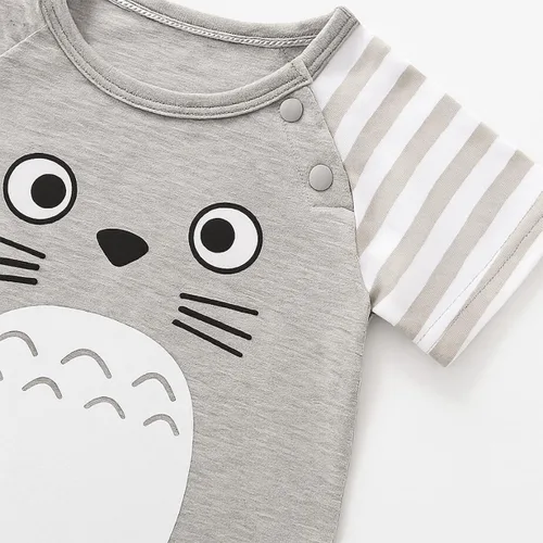 Vista 2 de stylesilove Mameluco unisex de algodón para bebé, traje de manga corta con bonitos gráficos, mangas a rayas, 3-24 meses