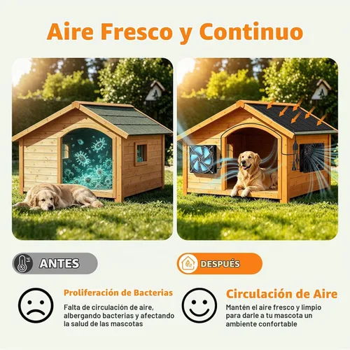 Vista 3 de Ventilador solar – Ventilador de ventilación de entrada y escape de alta velocidad dual para casa de perro, gallinero e invernadero, panel solar