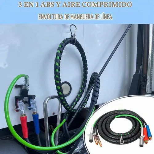 Vista 7 de Kit de manguera de aire ABS y energía 3 en 1 de 15 pies, envuelve línea eléctrica de 7 vías líneas de aire de goma para remolque de tractor semi