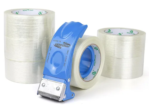 Vista 10 de BOMEI PACK Cinta de Embalar de 2 Pulgadas con Dispensador, Cinta de Embalaje Reforzada de Monofibra de Vidrio con Hilo para Envío, 3 Rollos x 5.5