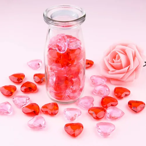 Vista 5 de TUPARKA 60 corazones acrílicos rojos acrílicos para dispersión de mesa, decoración del hogar, rellenos de jarrón en el día de San Valentín