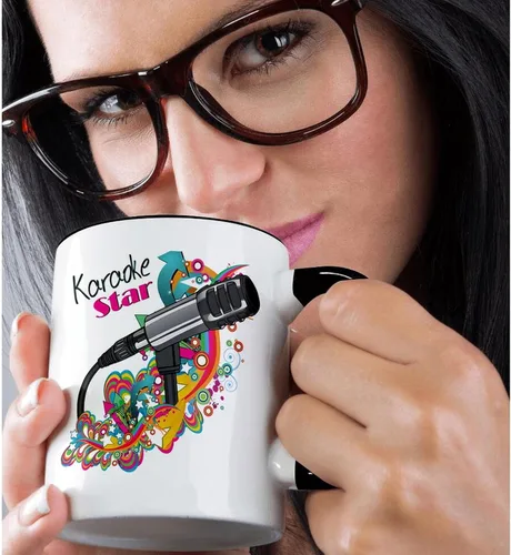 Vista 2 de 3D Rose 115368_4 - Taza de cerámica de dos tonos, 11 onzas, color negro y blanco