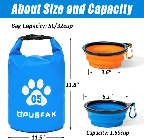 Vista 2 de Bolsa de almacenamiento de alimentos para mascotas con cierre enrollable (32 tazas), bolsa de viaje de comida para perros, contenedor impermeable