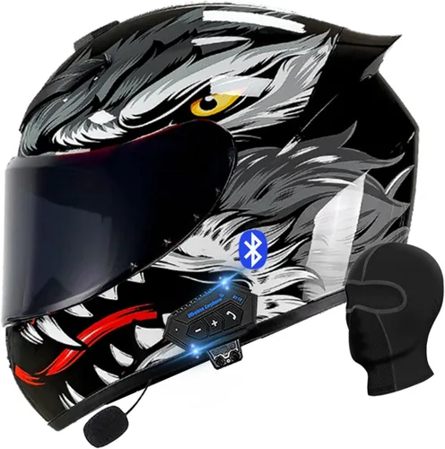 Vista 14 de Casco de motocicleta con Bluetooth, casco con Bluetooth integrado, casco integral plegable con Bluetooth, aprobado por DOT/ECE, con múltiples