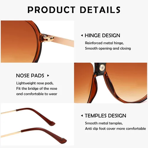 Vista 6 de FEISEDY Gafas de sol clásicas retro estilo piloto para mujeres y hombres, diseño de metal, vintage, de los años 70, gafas de sol redondas B4048