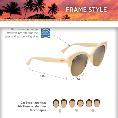 Vista 6 de Maui Jim Gafas de sol polarizadas Mariposa para mujer