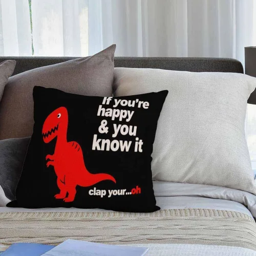 Vista 4 de HGOD DESIGNS Funda de almohada cuadrada de lino y algodón con dinosaurio rojo para hombres y mujeres, decoración del hogar, sofá, dormitorio, sala