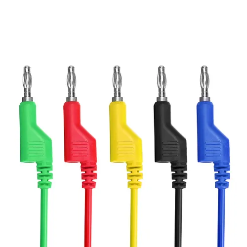 Vista 4 de Sumnacon Sonda de prueba de clip de cocodrilo para enchufe de plátano multímetro, 5 unids 0.157 in apilable colorido silicona banana Plug a