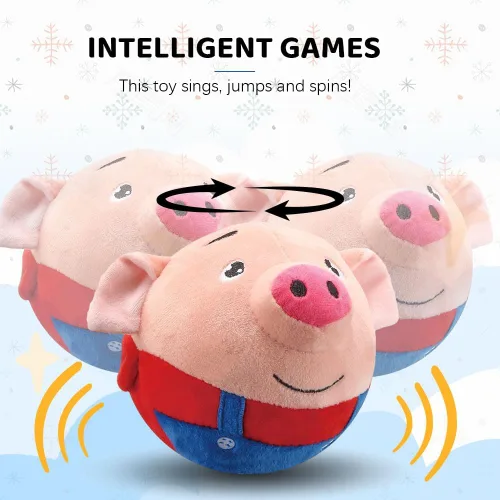 Vista 2 de ROWPOZ Juguete de peluche para mascotas en movimiento activo actualización 2025, juguete de bola chirriante para perro, juguete interactivo