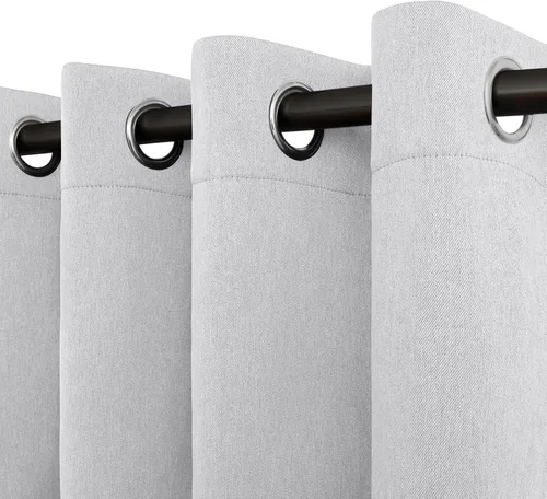 Vista 13 de Easy-Going - Cortinas opacas con aspecto de lino para oscurecer la habitación, con ojales para ventana, cortinas para dormitorio, sala de estar