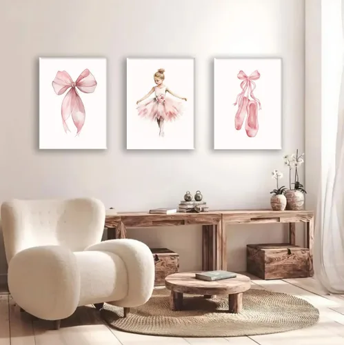 Vista 3 de Redland Art Juego de arte de pared en lienzo decorativo de ballet de 11.5 x 15 pulgadas, adorna las habitaciones de los niños o estudios de ballet