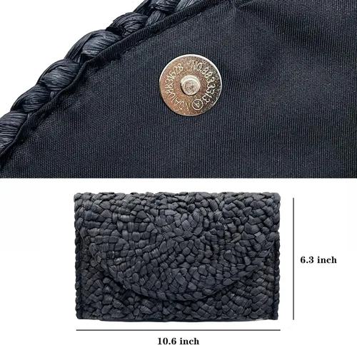 Vista 4 de Bolsos de mano de paja para mujer, bolsos tejidos de paja de maíz, bolsos de playa