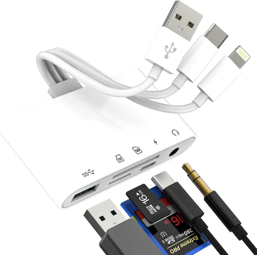 Vista 8 de Cámara Micro SD TF lector de tarjetas de memoria Lightning macho a USB3.0 hembra adaptador OTG Cable para Apple iPhone 11 12 mini max pro xs xr x