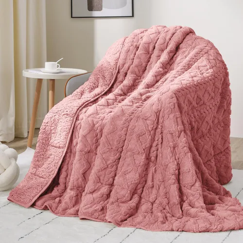 Vista 45 de Drewin Manta con peso de 15 libras para adultos, manta con peso de sherpa marrón suave y acogedora para dormir y relajarse, manta de cama gruesa