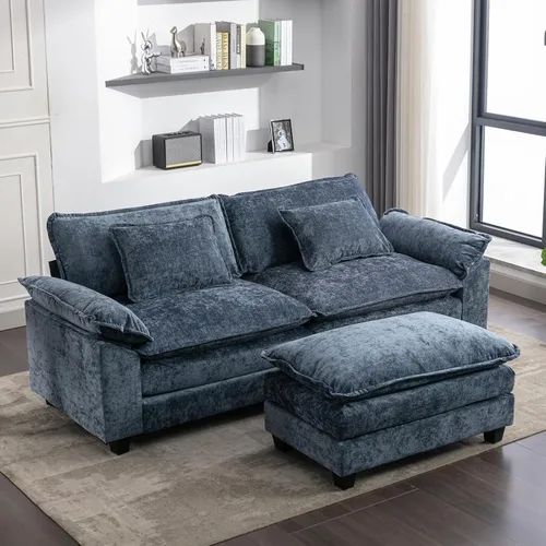 Vista 31 de IPKIG 117" Modular Sectional Cloud Couch, Modern L-Shaped Sofa with Ottoman Blanco beige
