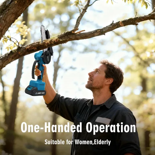 Vista 5 de Mini Chainsaw Cordless 6 Inch Electric Chainsaw pruning saw Battery Powered Handheld Portable Chain Saw With 2 Batteries/Automatic Oiler for Tree