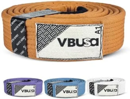 Vista 5 de Cinturón de la serie rústica BJJ, cinturón de judo, cinturones Jiu Jitsu Pro BJJ con barra de manga para clasificar rayas, tamaño A1 - A4 Azul