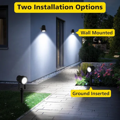 Vista 6 de T-SUN Focos solares al aire libre impermeables, luces de paisaje solares 2 en 1 LED para jardín, focos solares para árbol, jardín, estanque, piscina