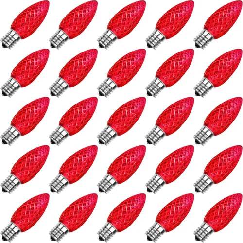 Vista 11 de Meconard Bombillas LED C9 de repuesto para Navidad, bombillas LED inastillables C9 para luces de Navidad para interiores y exteriores, base