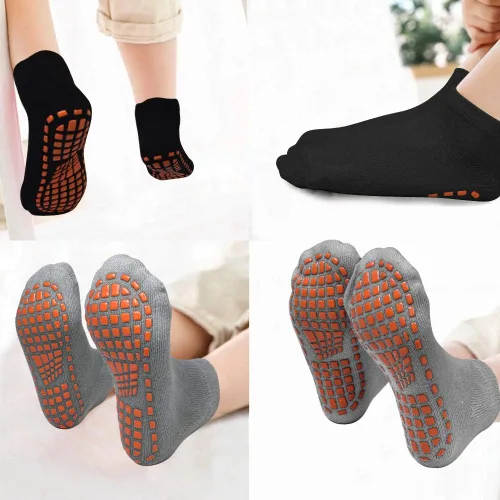 Vista 4 de GRPSKCOS Calcetines antideslizantes para cama elástica para niños, con agarre pegajoso, para interiores, transpirables, 4 pares para niños
