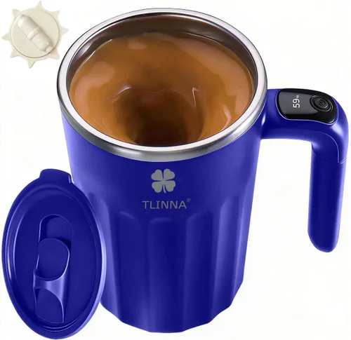 Vista 13 de Taza de café autoagitable, apta para café, leche, cacao y otras bebidas, botella aislada (temperatura negra, 12 onzas)