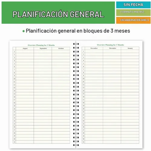 Vista 3 de HS-90 - Planificador de lujo para el año completo, para estudiantes de preparatoria, 40 semanas