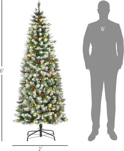 Vista 7 de HOMCOM Árbol de Navidad artificial preiluminado de 6 pies con conos de pino