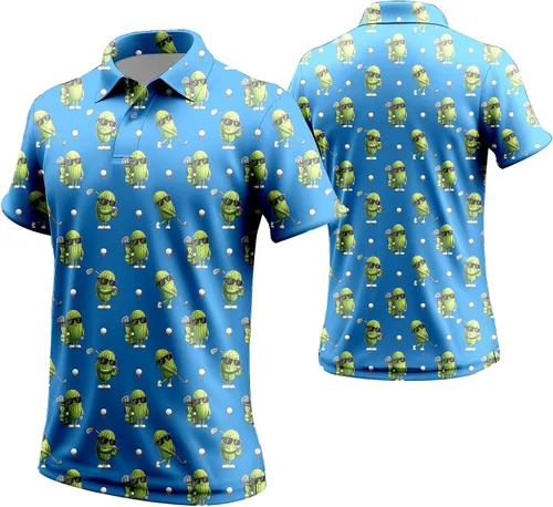 Vista 98 de Camisa de golf de los años 80 para hombre, ajuste seco, manga corta, estampada, divertidas, camisas de golf de los años 90 para hombre