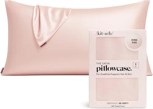 Vista 43 de Kitsch Funda de almohada de satén con cremallera, tamaño estándar, Aura