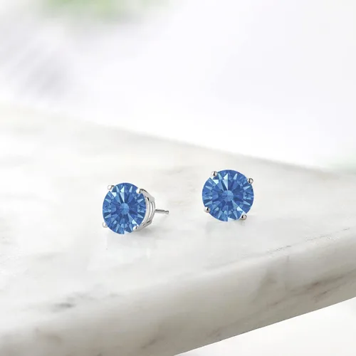 Vista 91 de Gem Stone King Aretes de plata de ley 925 con piedra natal redonda de 0.276 in para mujer