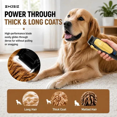 Vista 2 de Kit de aseo para perros, gatos, mascotas, cortapelos inalámbricos Negro dorado
