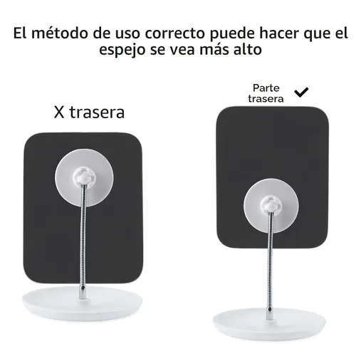 Vista 4 de LFOYOU Espejo de tocador de mesa con soporte, espejo de maquillaje para escritorio, cuello de cisne flexible ajustable, rotación de 360°, plegable